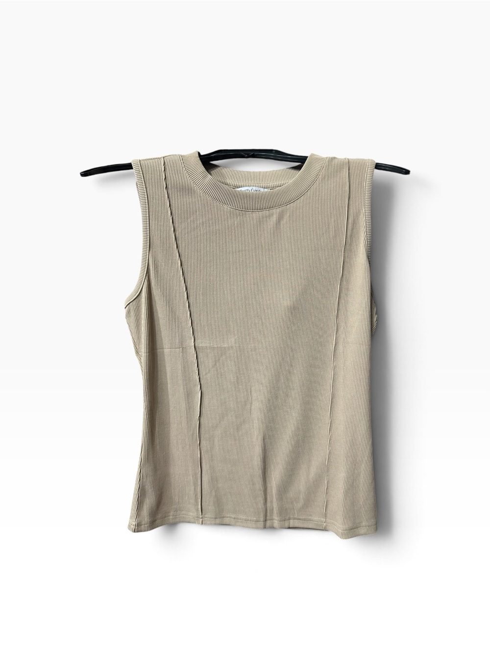 PrettyGarden Ribbed Sleeveless Tank Top Taupe Beige Size M
